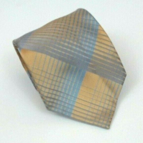Croft and Barrow Blue Gold Geometric  Silk Tie - Picture 1 of 4